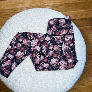 Lululemon Athletica Pink and Black Floral Leggings